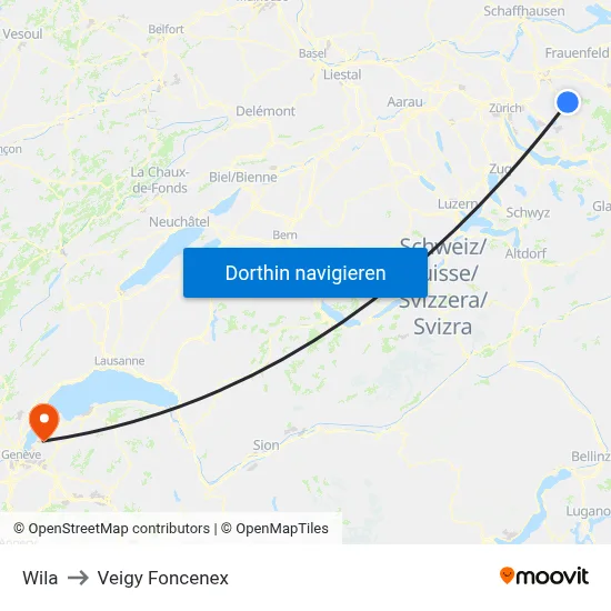 Wila to Veigy Foncenex map