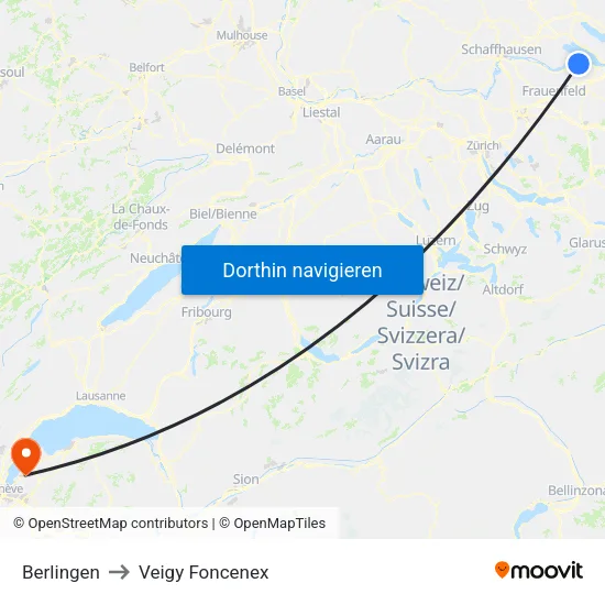 Berlingen to Veigy Foncenex map