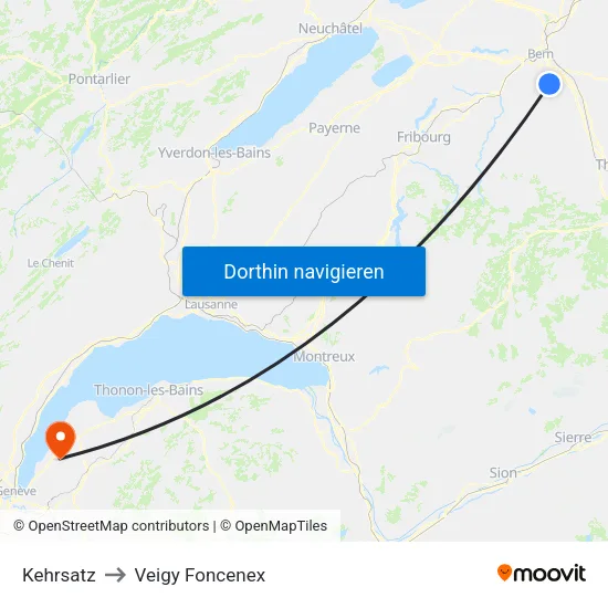 Kehrsatz to Veigy Foncenex map