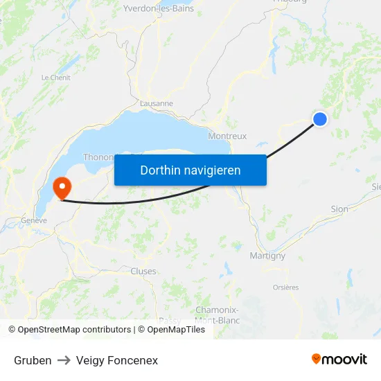 Gruben to Veigy Foncenex map
