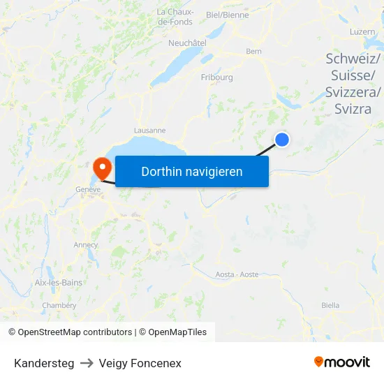 Kandersteg to Veigy Foncenex map