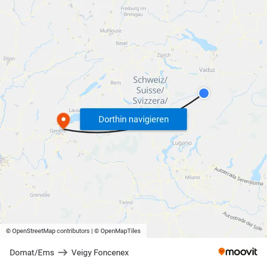 Domat/Ems to Veigy Foncenex map