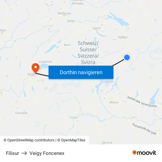 Filisur to Veigy Foncenex map