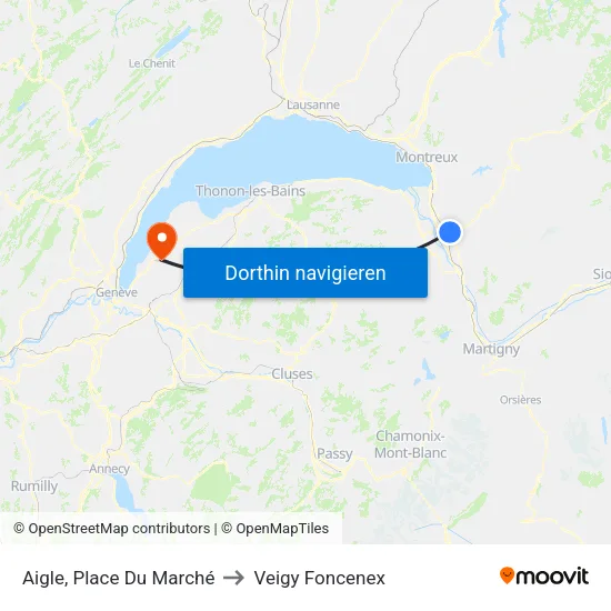 Aigle, Place Du Marché to Veigy Foncenex map