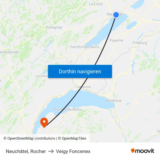 Neuchâtel, Rocher to Veigy Foncenex map