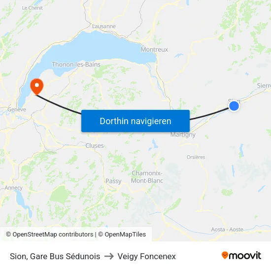 Sion, Gare Bus Sédunois to Veigy Foncenex map