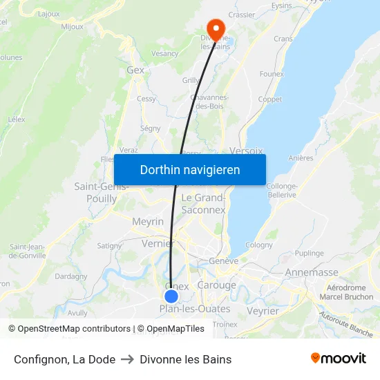 Confignon, La Dode to Divonne les Bains map