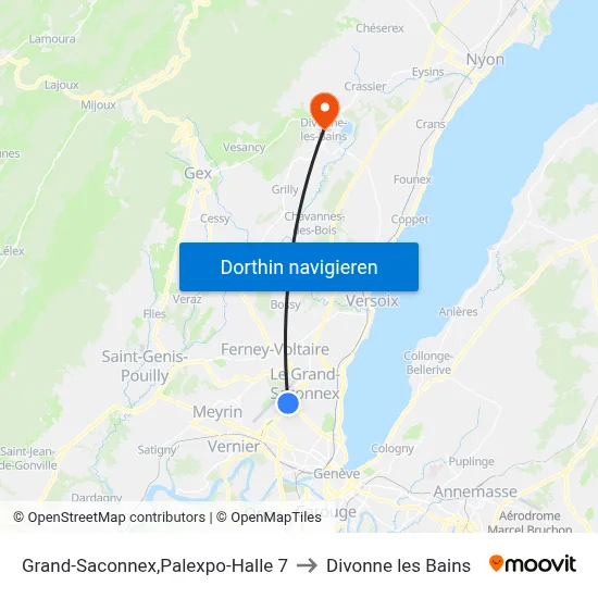 Grand-Saconnex,Palexpo-Halle 7 to Divonne les Bains map