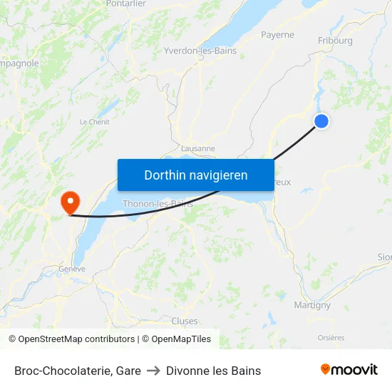 Broc-Chocolaterie, Gare to Divonne les Bains map