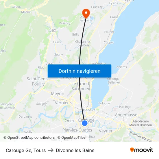 Carouge Ge, Tours to Divonne les Bains map