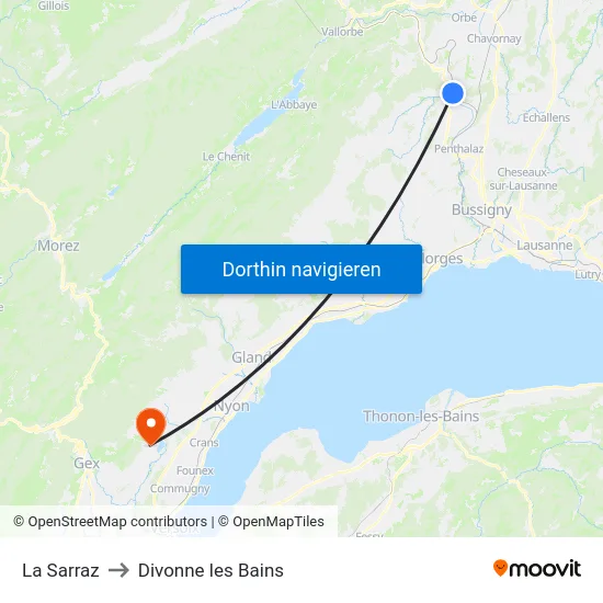 La Sarraz to Divonne les Bains map