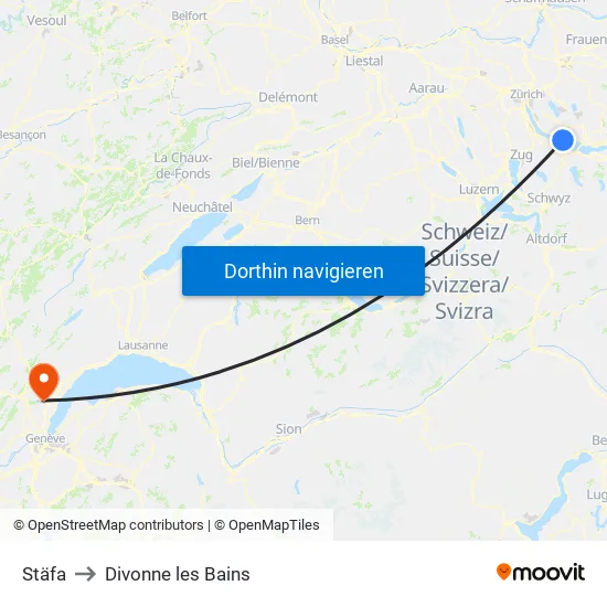Stäfa to Divonne les Bains map