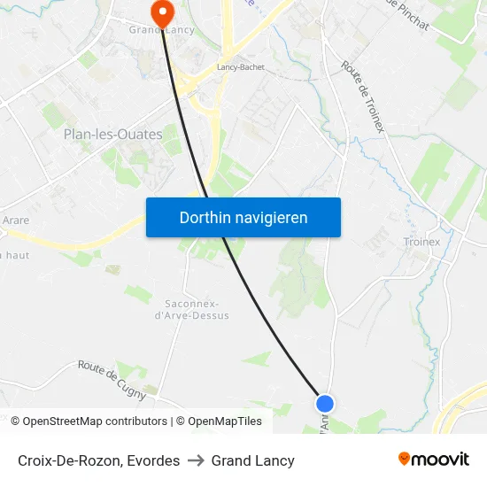 Croix-De-Rozon, Evordes to Grand Lancy map