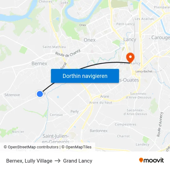 Bernex, Lully Village to Grand Lancy map