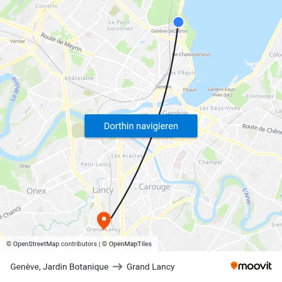 Genève, Jardin Botanique to Grand Lancy map