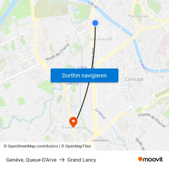 Genève, Queue-D'Arve to Grand Lancy map