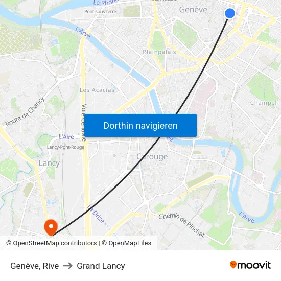 Genève, Rive to Grand Lancy map