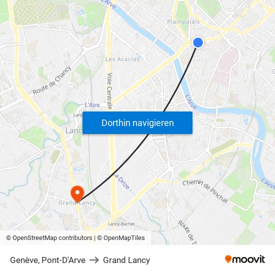 Genève, Pont-D'Arve to Grand Lancy map
