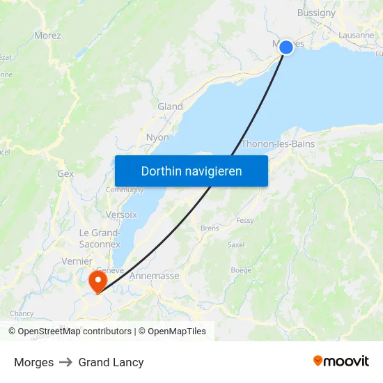 Morges to Grand Lancy map
