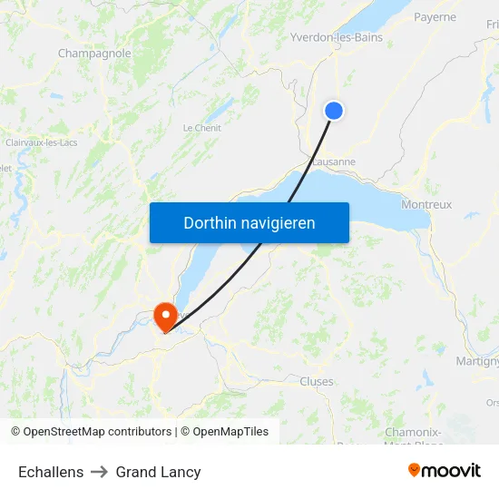 Echallens to Grand Lancy map