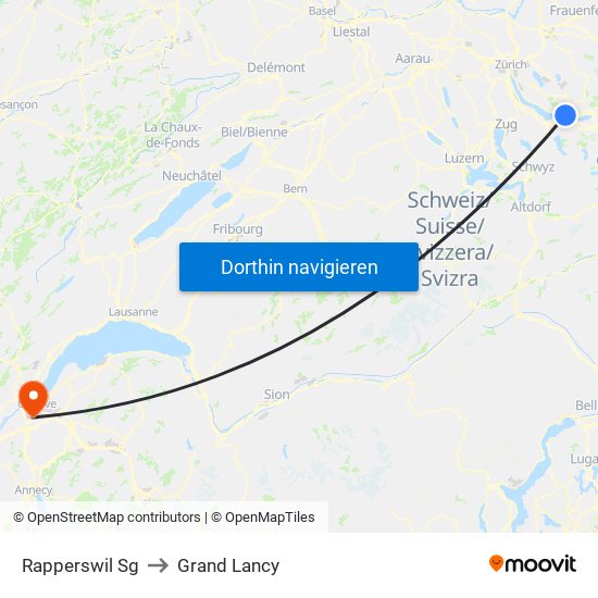 Rapperswil Sg to Grand Lancy map