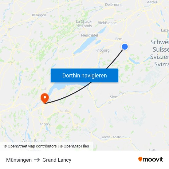 Münsingen to Grand Lancy map