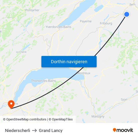 Niederscherli to Grand Lancy map