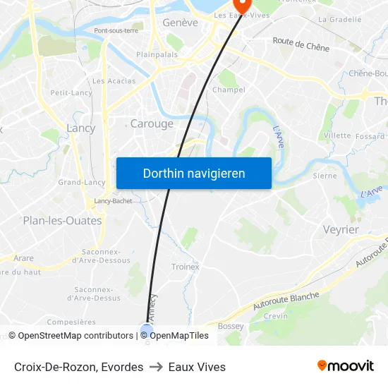 Croix-De-Rozon, Evordes to Eaux Vives map