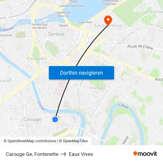 Carouge Ge, Fontenette to Eaux Vives map