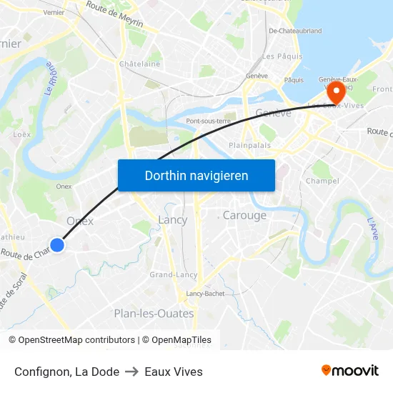 Confignon, La Dode to Eaux Vives map