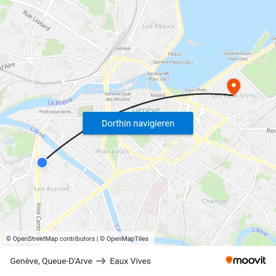 Genève, Queue-D'Arve to Eaux Vives map