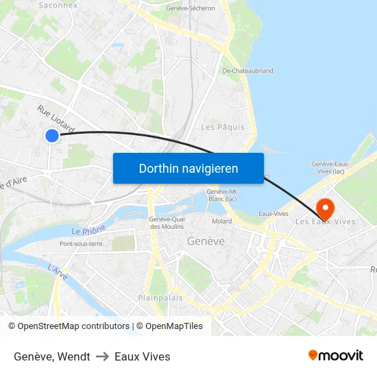 Genève, Wendt to Eaux Vives map