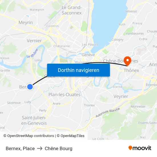 Bernex, Place to Chêne Bourg map