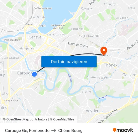 Carouge Ge, Fontenette to Chêne Bourg map