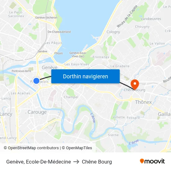 Genève, Ecole-De-Médecine to Chêne Bourg map