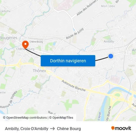 Ambilly, Croix-D'Ambilly to Chêne Bourg map