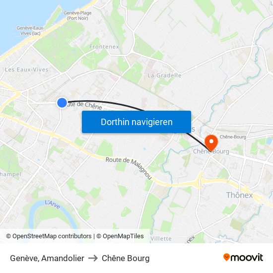Genève, Amandolier to Chêne Bourg map