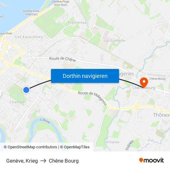 Genève, Krieg to Chêne Bourg map