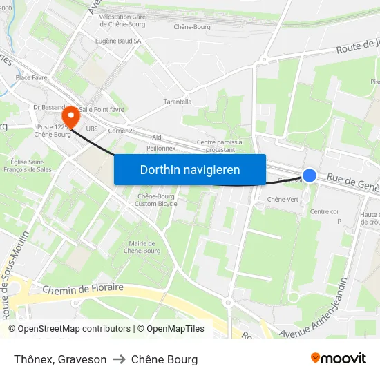 Thônex, Graveson to Chêne Bourg map