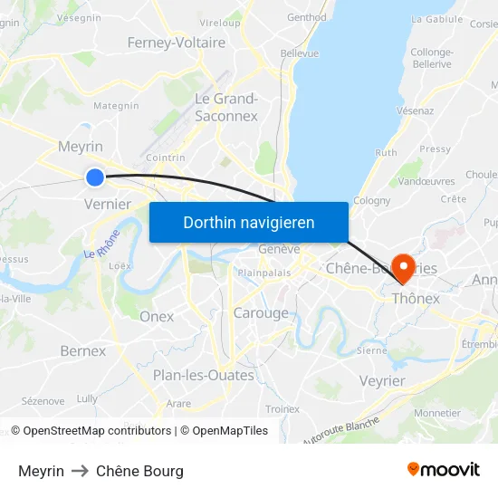 Meyrin to Chêne Bourg map