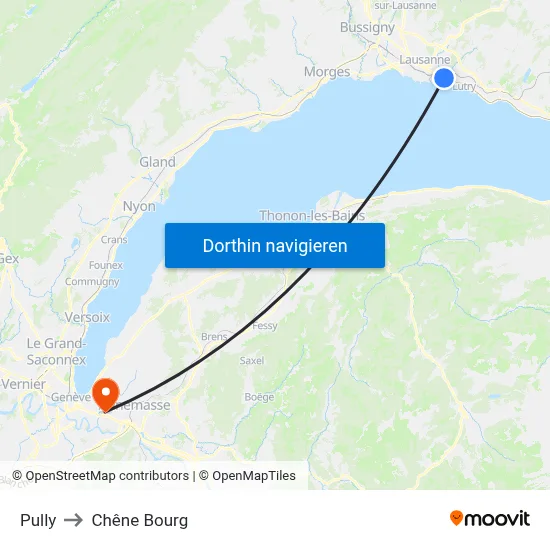Pully to Chêne Bourg map
