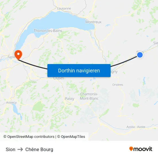 Sion to Chêne Bourg map