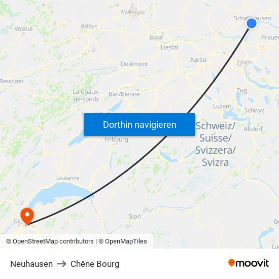 Neuhausen to Chêne Bourg map