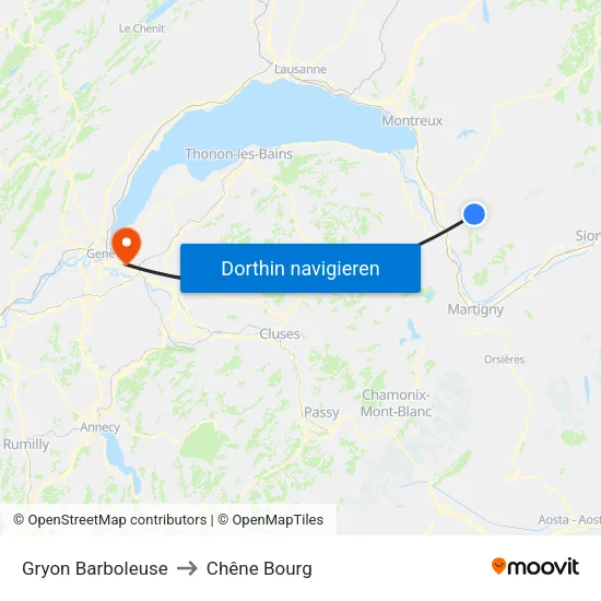 Gryon Barboleuse to Chêne Bourg map