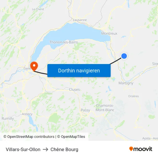 Villars-Sur-Ollon to Chêne Bourg map