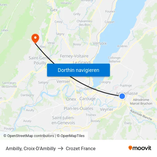 Ambilly, Croix-D'Ambilly to Crozet France map