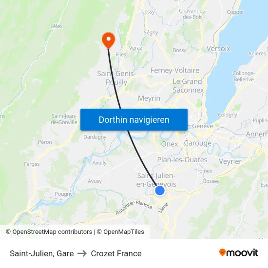 Saint-Julien, Gare to Crozet France map