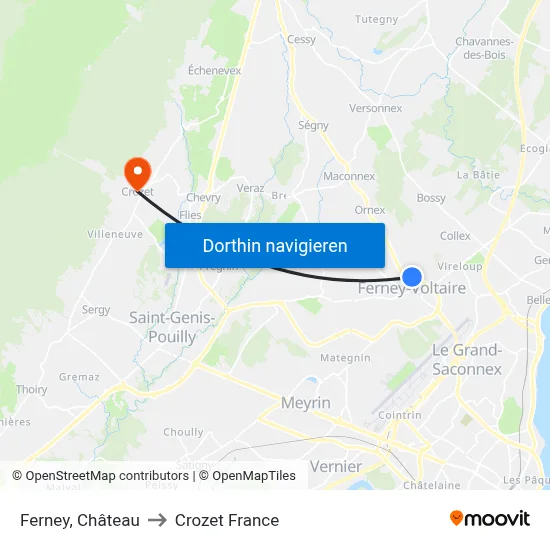 Ferney, Château to Crozet France map