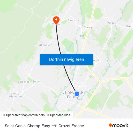 Saint-Genis, Champ-Fusy to Crozet France map