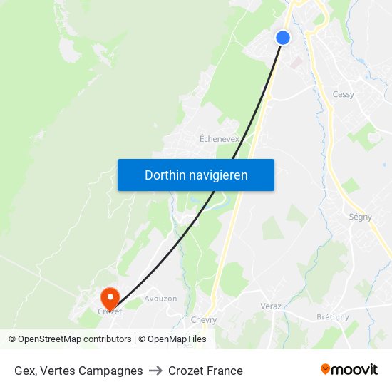 Gex, Vertes Campagnes to Crozet France map